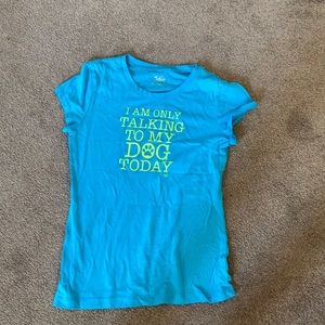 A blue and green t-shirt